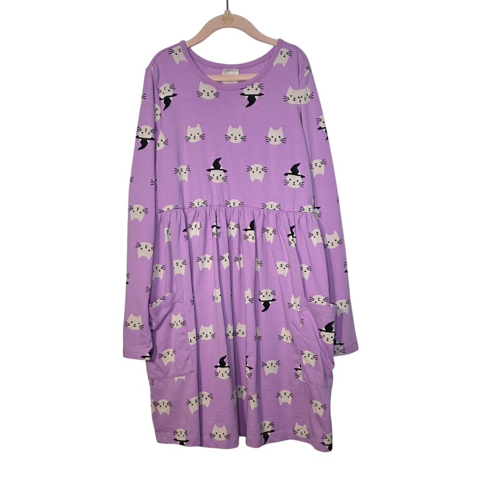 Hanna Andersson Girls Cat Dress Halloween with pocket Size 10